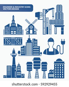 Engineer and industry icon set,clean vector