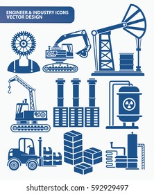 Engineer and industry icon set,clean vector