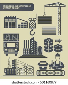 Engineer and industry icon set,vector