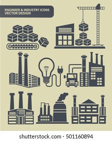 Engineer and industry icon set,vector