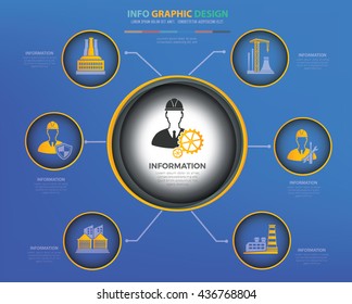 Engineer info graphic design on blue background,vector