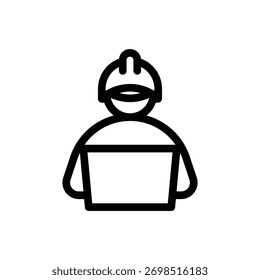 engineer with laptop outline icon vector design good for web or mobile app