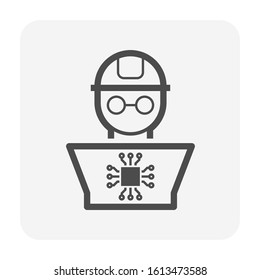 Engineer and laptop vector icon design.