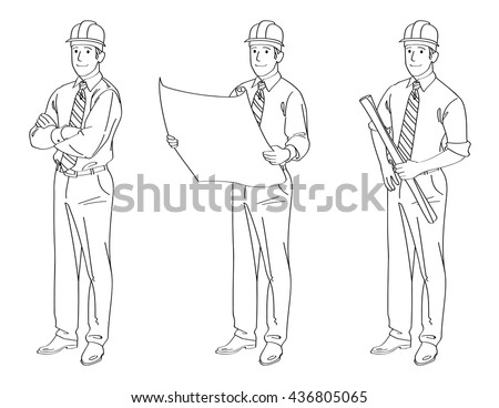  Engineer Line Drawing Illustration Stock Vector Royalty Free 