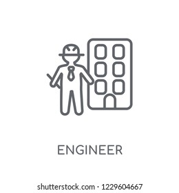 Engineer linear icon. Modern outline Engineer logo concept on white background from Professions collection. Suitable for use on web apps, mobile apps and print media.