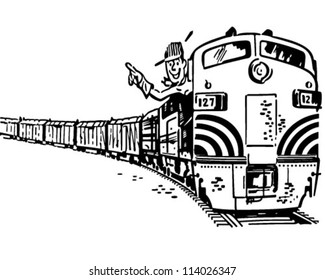 Engineer Locomotive Retro Clipart Illustration Stock Vector (Royalty ...