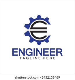 Engineer Logo Design, Letter E Gear Logo, Engineer logo with letter E and Gear elements