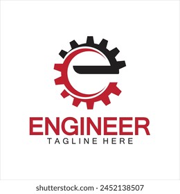 Engineer Logo Design, Letter E Gear Logo, Engineer logo with letter E and Gear elements