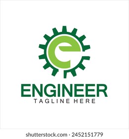 Engineer Logo Design, Letter E Gear Logo, Engineer logo with letter E and Gear elements