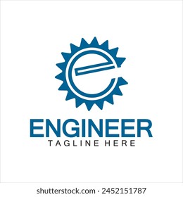 Engineer Logo Design, Letter E Gear Logo, Engineer logo with letter E and Gear elements