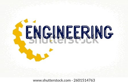 Engineer logo or icon with gears and cog wheels, stylish industrial and construction graphic design element.