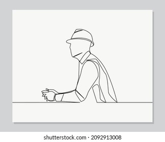 Engineer man continuous one line illustration