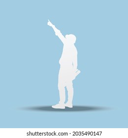 Engineer man cut out of paper on blue background, Paper cut style. Vector illustration