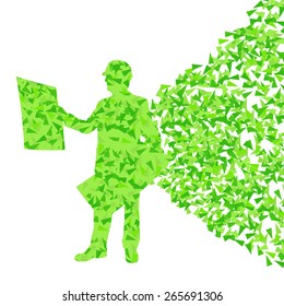 Engineer man detailed construction site silhouette illustration vector background concept made of fragments