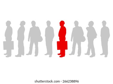 Engineer man detailed silhouettes illustration vector background company team leader concept