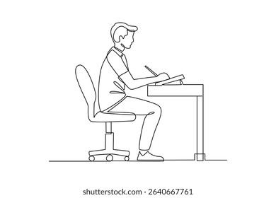 Engineer. man doing quality control for company while sitting. man in a construction helmet and project vest. Hand drawn style vector design illustrations.