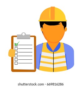 Engineer Man Holding Checklist Paper 
