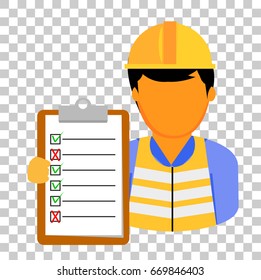 Engineer Man Holding Checklist Paper 
