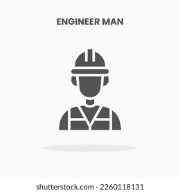 Engineer man icon vector illustration glyph style. Great used for web, app, digital product, presentation, UI and many more.