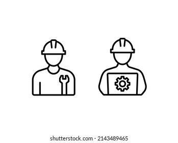 Ilustración vectorial de icono de línea delgada simple del hombre ingeniero 