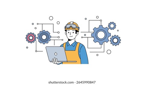 Engenheiro Gerenciando A Complexa Integração De Sistemas Mecânicos Com Eficiência E Precisão