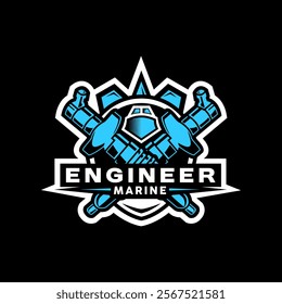 Engineer Marine Logo Design Emblem Maintenance Vector Graphic