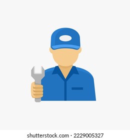 Engineer Mechanic Worker Technician With Wrench Avatar Vector Icon