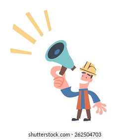 Engineer with megaphone in his hand