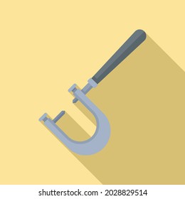 Engineer micrometer icon flat vector. Vernier caliper. Precision micrometer