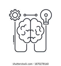 Engineer mind icon, linear isolated illustration, thin line vector, web design sign, outline concept symbol with editable stroke on white background.