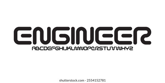 Engineer, Modern abstract digital tech font. Logo creative font, type, technology, movie, digital, music, movie. Font and illustration in vector format.
