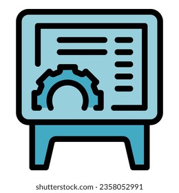 Engineer monitor icon outline vector. Worker process. Robot operator color flat