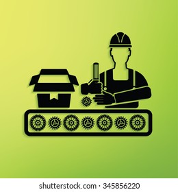 
Engineer on green background,clean vector