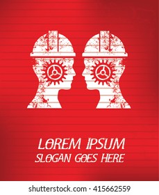 Engineer on red background,poster grunge design