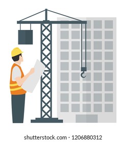 
An engineer on site depicting building engineer 
