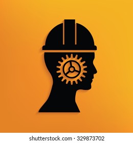 Engineer on yellow background,clean vector
