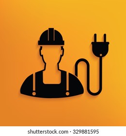Engineer on yellow background,clean vector
