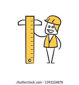 engineer or operator and ruler, doodle stick figure design