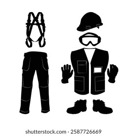 Engineer Outfits Black Silhuettes on white background