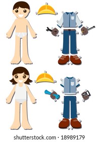 Engineer Paper Dolls - Vector