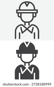 Ingeniero persona icono establecido en estilo diferente. Icono de línea, contorno y sólido con signo y Vector de trazo editable. Icono de ingeniero para el equipo de ingeniería.