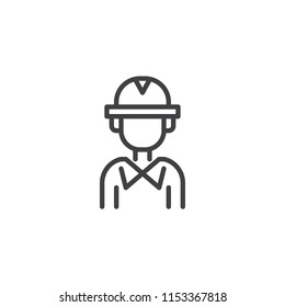 Engineer person outline icon. linear style sign for mobile concept and web design. Construction worker simple line vector icon. Symbol, logo illustration. Pixel perfect vector graphics