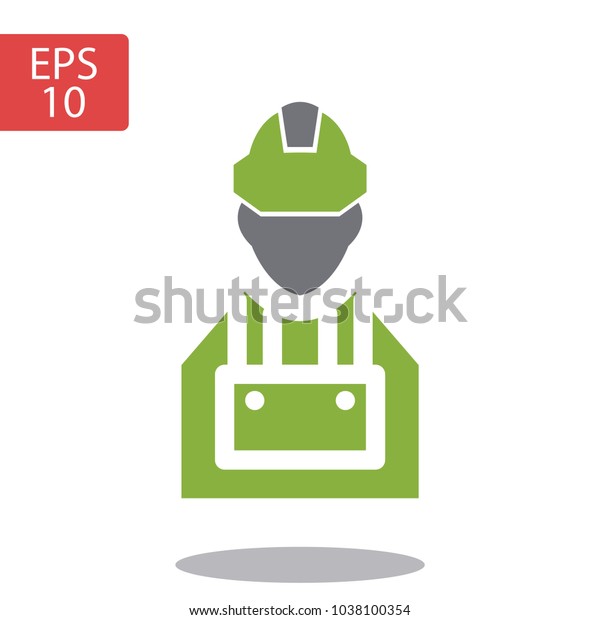 Engineer person vector\
icon illustration isolated on white background. Builder icon.\
Engineer vector icon