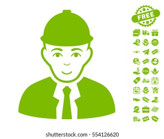 Engineer pictograph with free bonus images. Vector illustration style is flat iconic symbols, eco green color, white background.