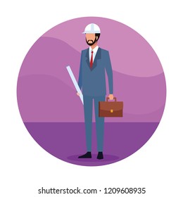 Engineer with plans Job worker