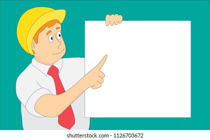 Engineer is pointing the blank chart, cartoon ( vector )