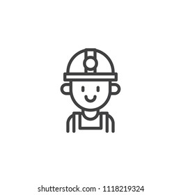 Engineer portrait outline icon. linear style sign for mobile concept and web design. Construction worker in helmet simple line vector icon. Symbol, logo illustration. Pixel perfect vector graphics