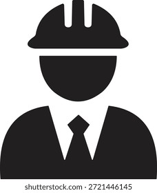 Engineer profile icon with safety helmet for construction and industry.