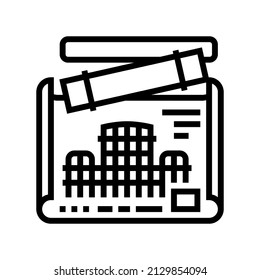 vector de icono de línea de proyecto de ingeniería. signo de plano de proyecto de ingeniería. símbolo de contorno aislado ilustración negra