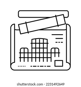 engineer project blueprint line icon vector. engineer project blueprint sign. isolated contour symbol black illustration